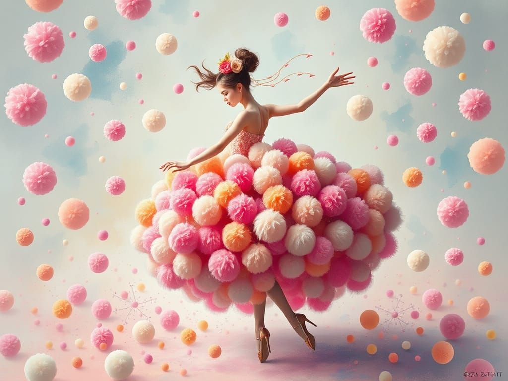 Pom-Pom Dancer in a Whimsical Fantasy World