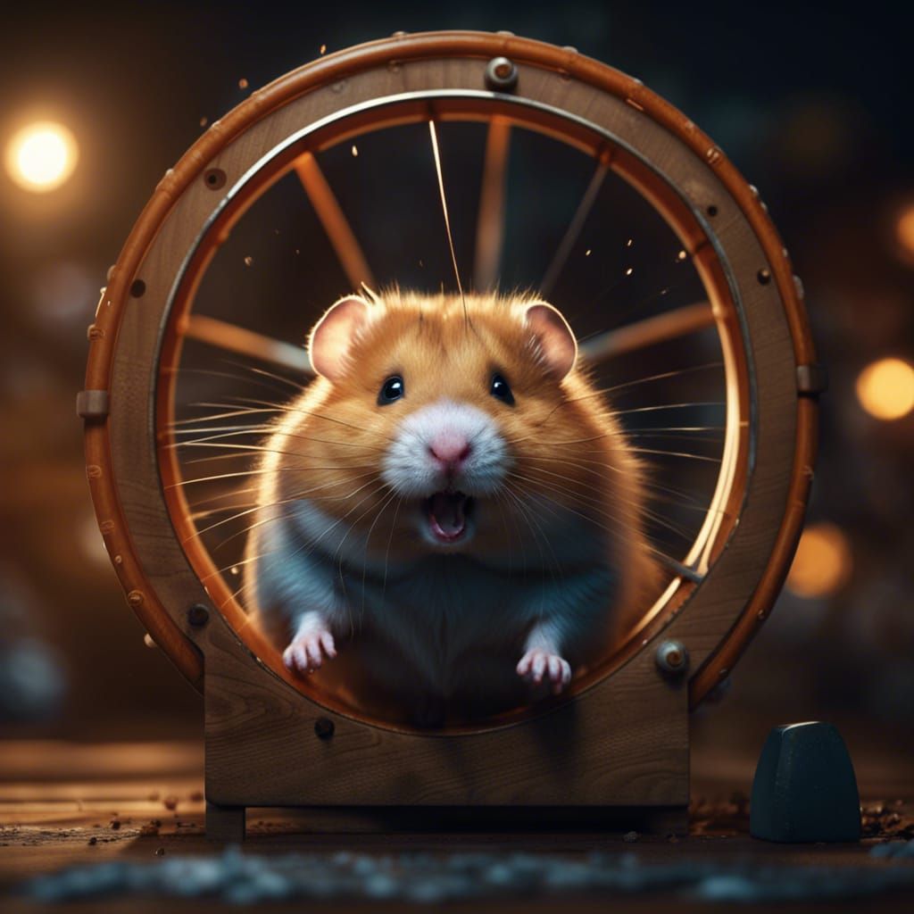 Hamster Frenzy: Cinematic Reality in Detailed Matte Painting