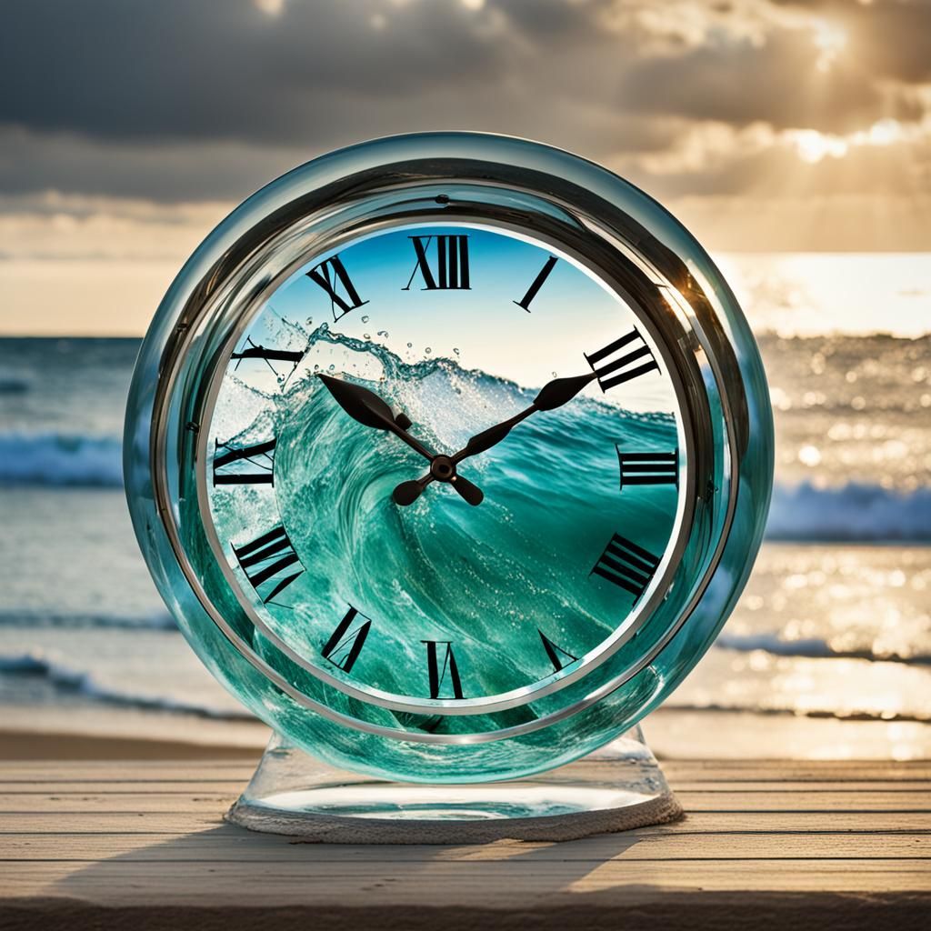Beach Glass with Waves at Sunset
