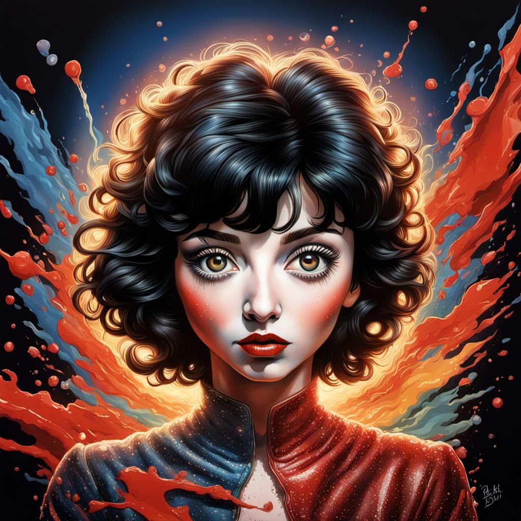 Betty Boop and Kate Bush Hyperrealistic Splash Art