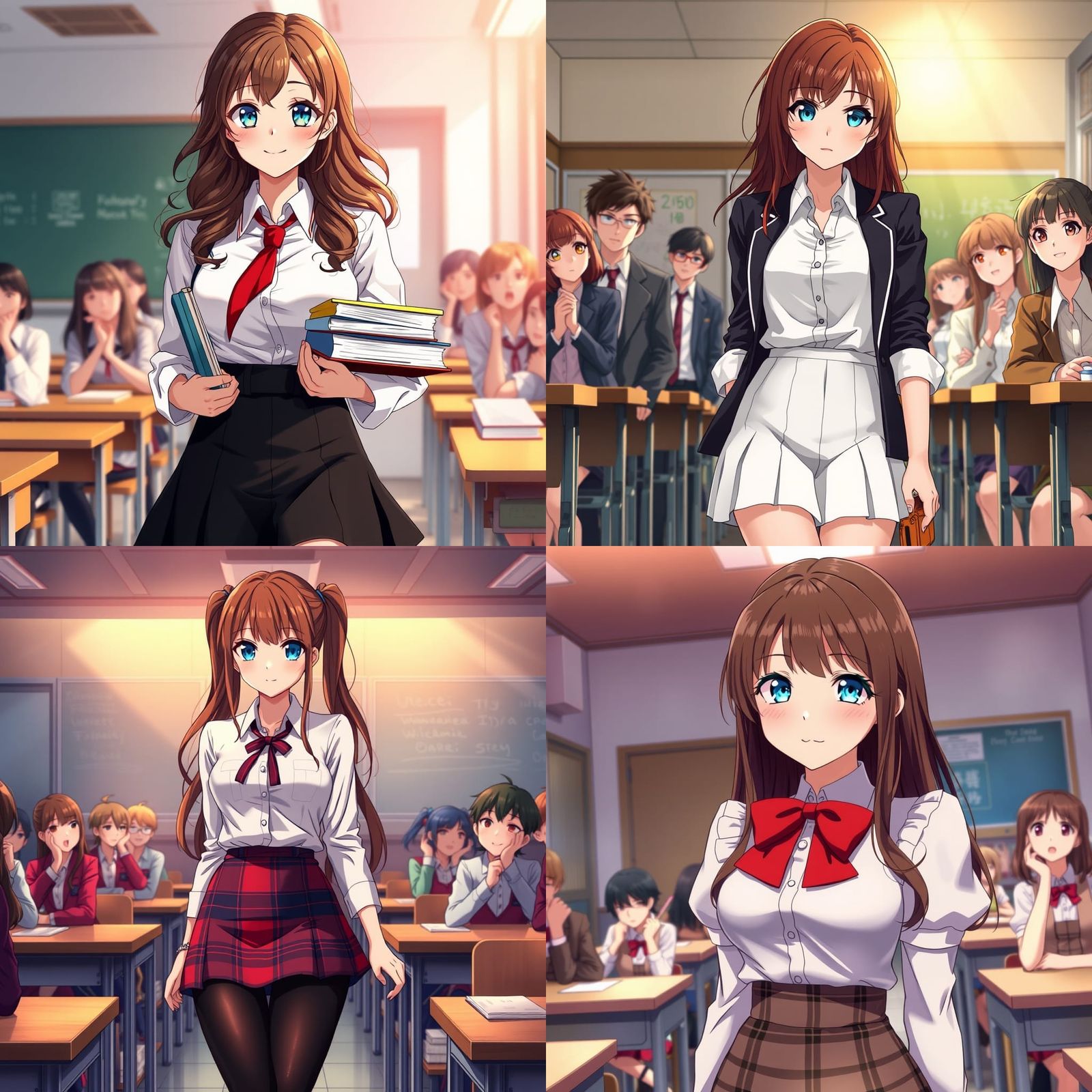 Anime Teacher Entering Class in Manga Style