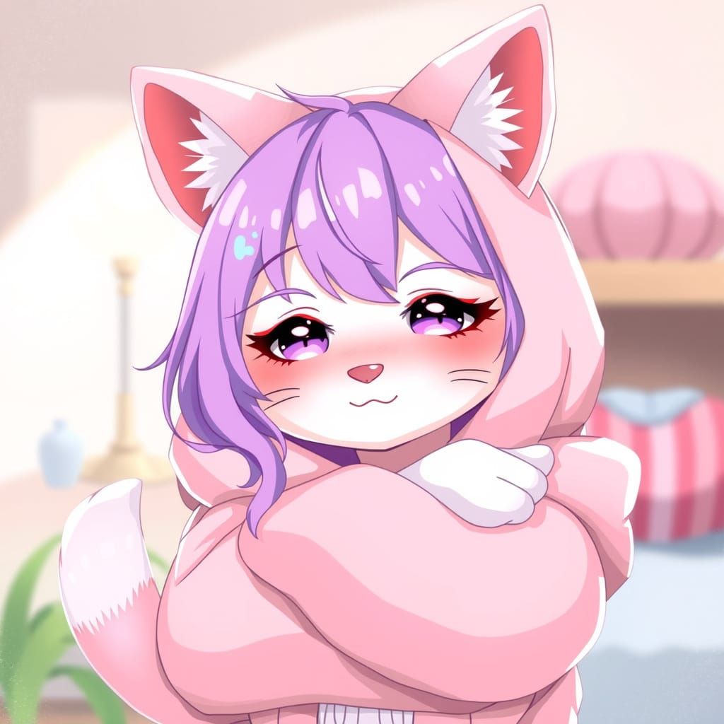 Anime Neko Girl Giving a Warm Hug