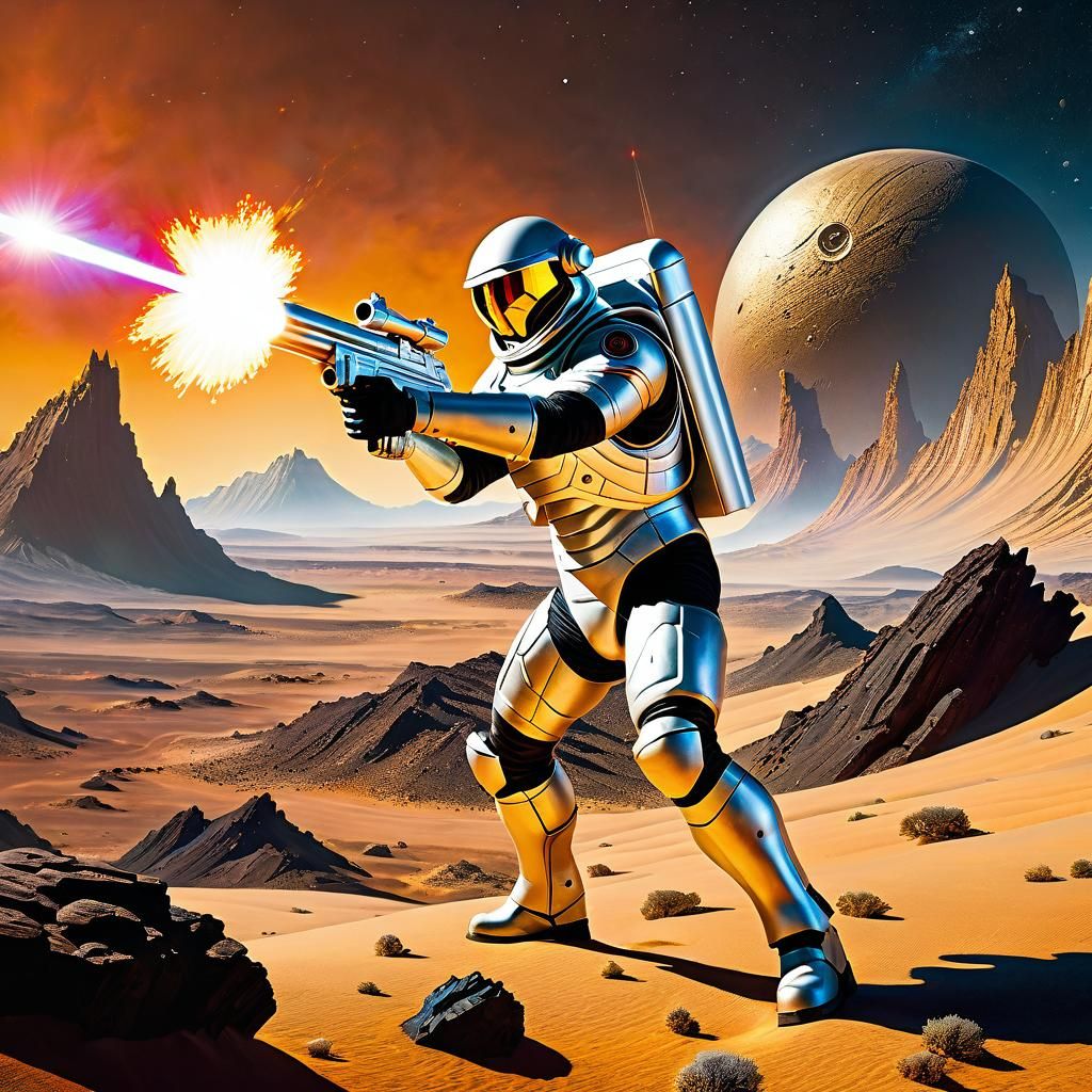 Sci-Fi Spaceman in Frazetta-Inspired Landscape