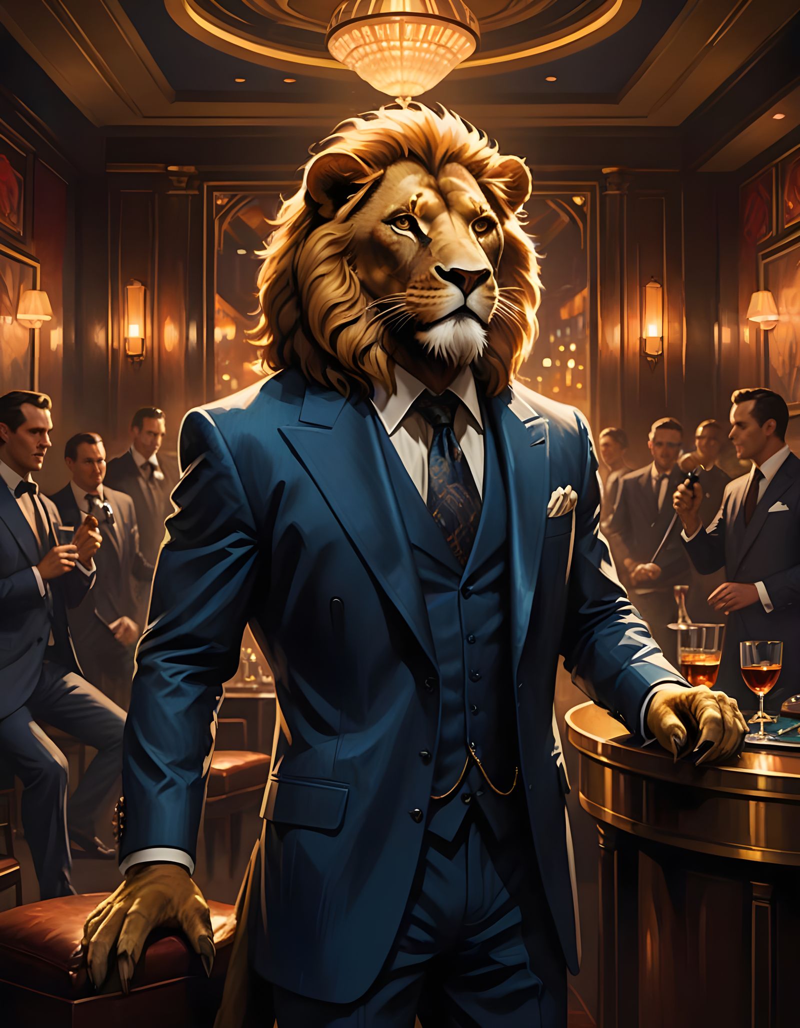 Lion Crooner in a Noir Jazz Club