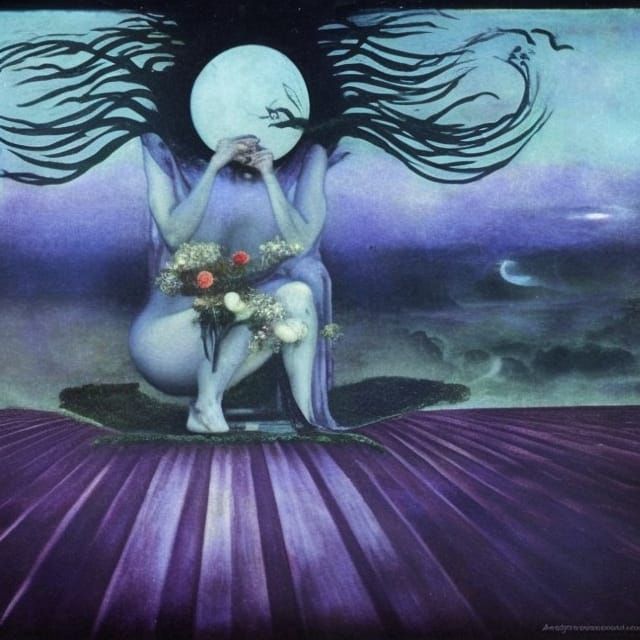 Poetic Moon in Art Nouveau Style