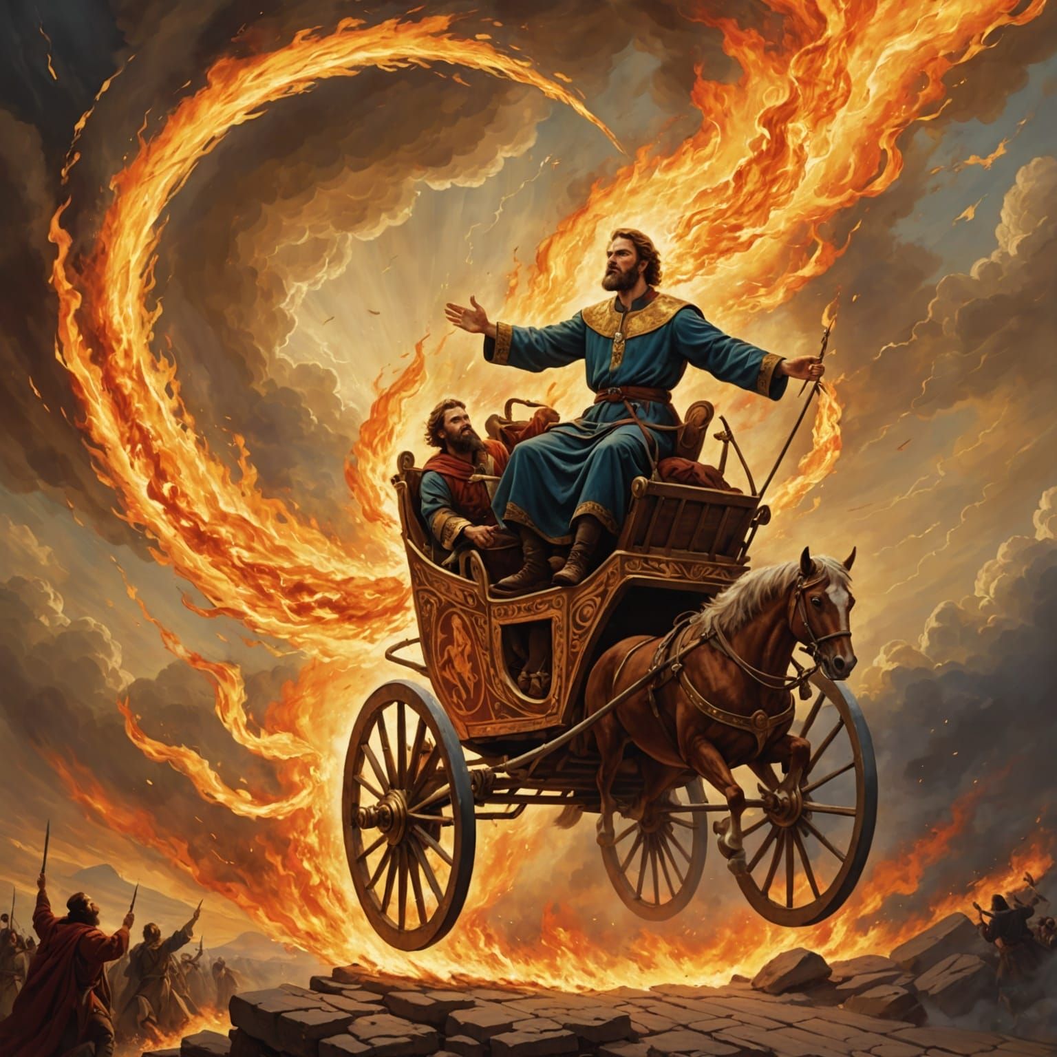 Elijah Ascends in Fiery Chariot to Heaven