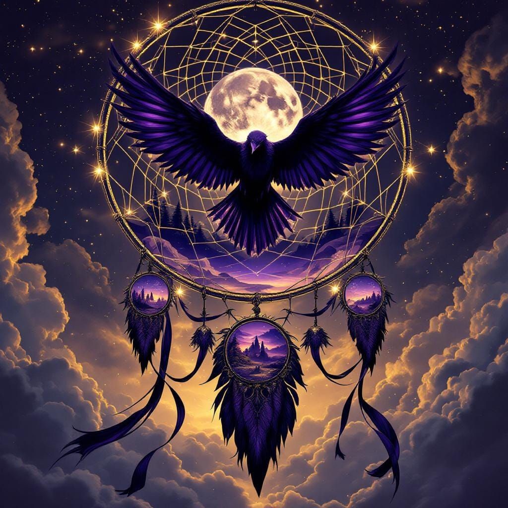 Ethereal Landscapes Within Dreamcatcher Feathers