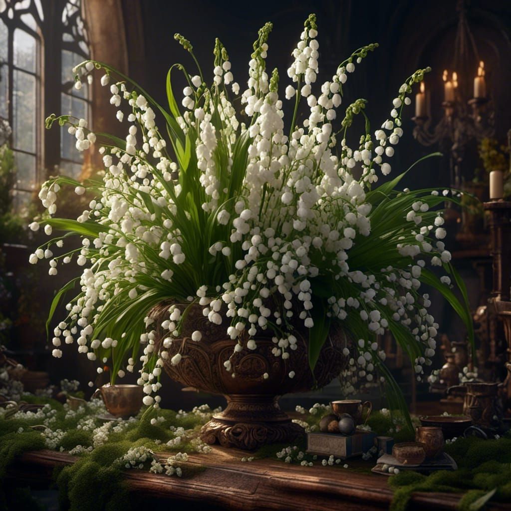 Lily of the Valley Bouquet, Hyperrealistic Digital Art