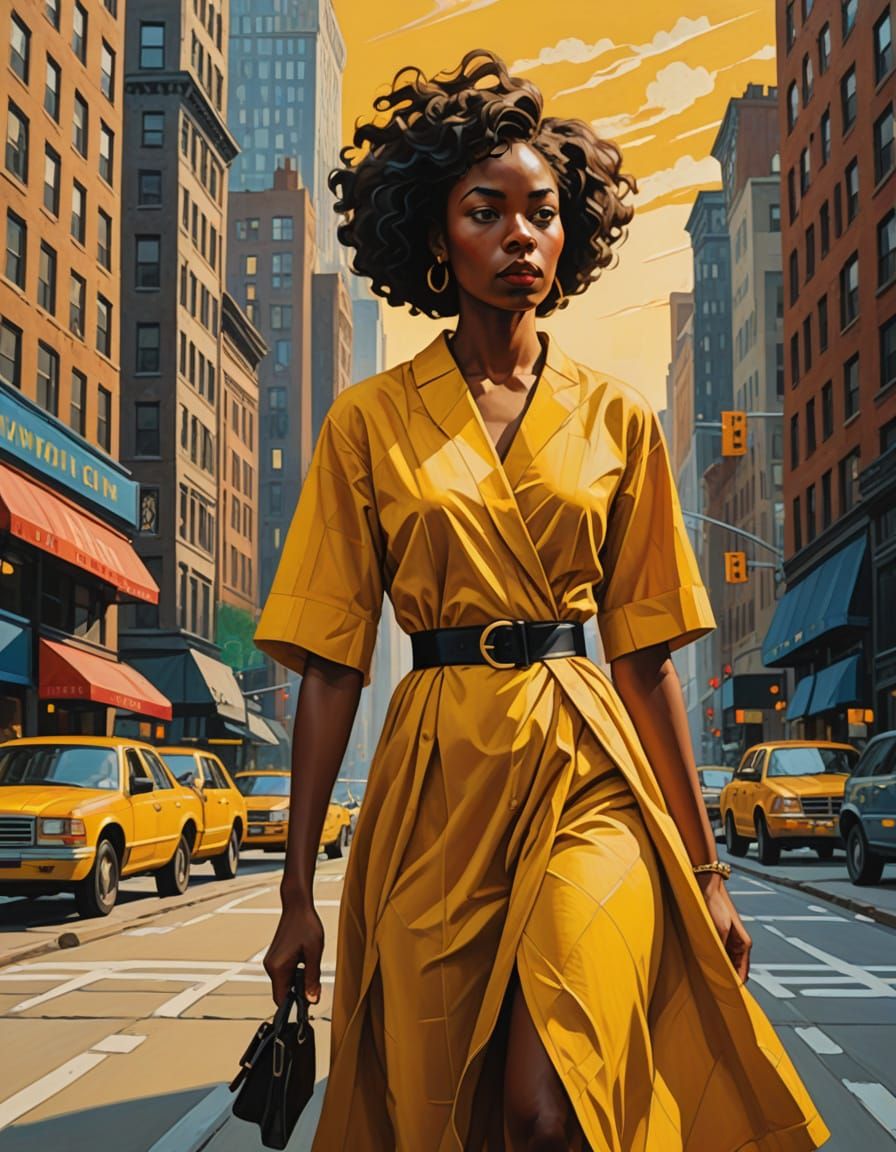 Surreal Arrival in NYC as Oil Painting