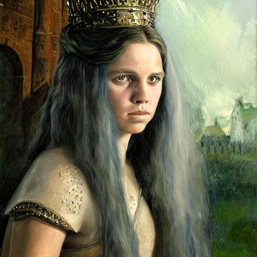 Portrait of a Silver-Haired Princess as Oil Painting