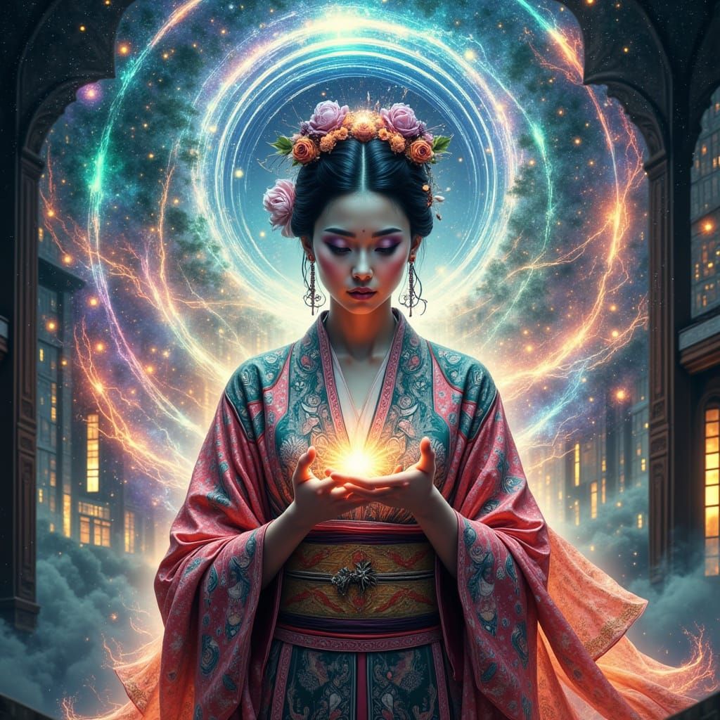 Majestic Geisha Jedi Master in Cosmic Vortex