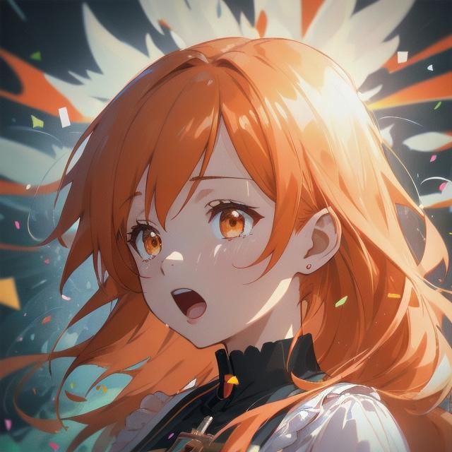 Woman in Confetti, Cel-Shaded MiHoYo Art Style