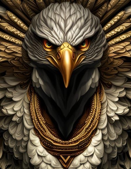 Ornate Eagle Head in Cyberpunk Style