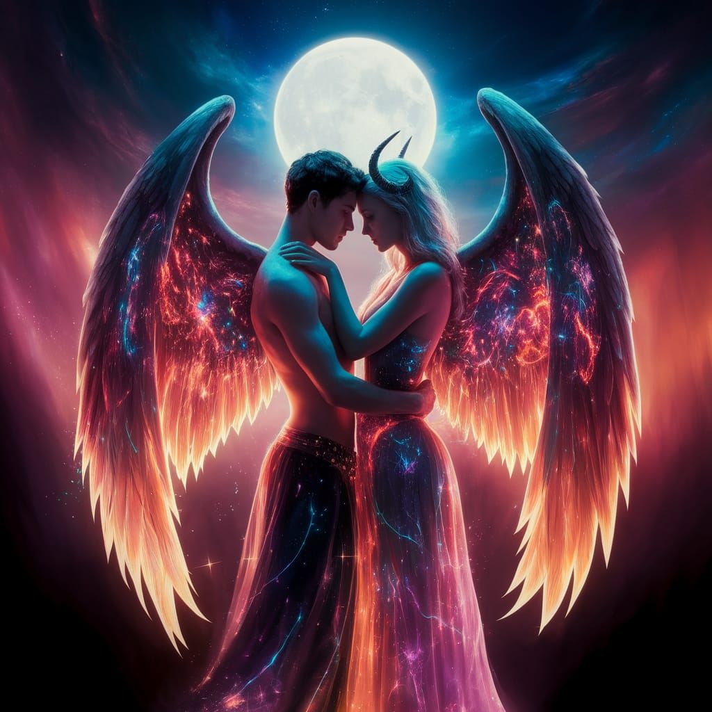 Celestial Embrace in UV Reactive Tapestry