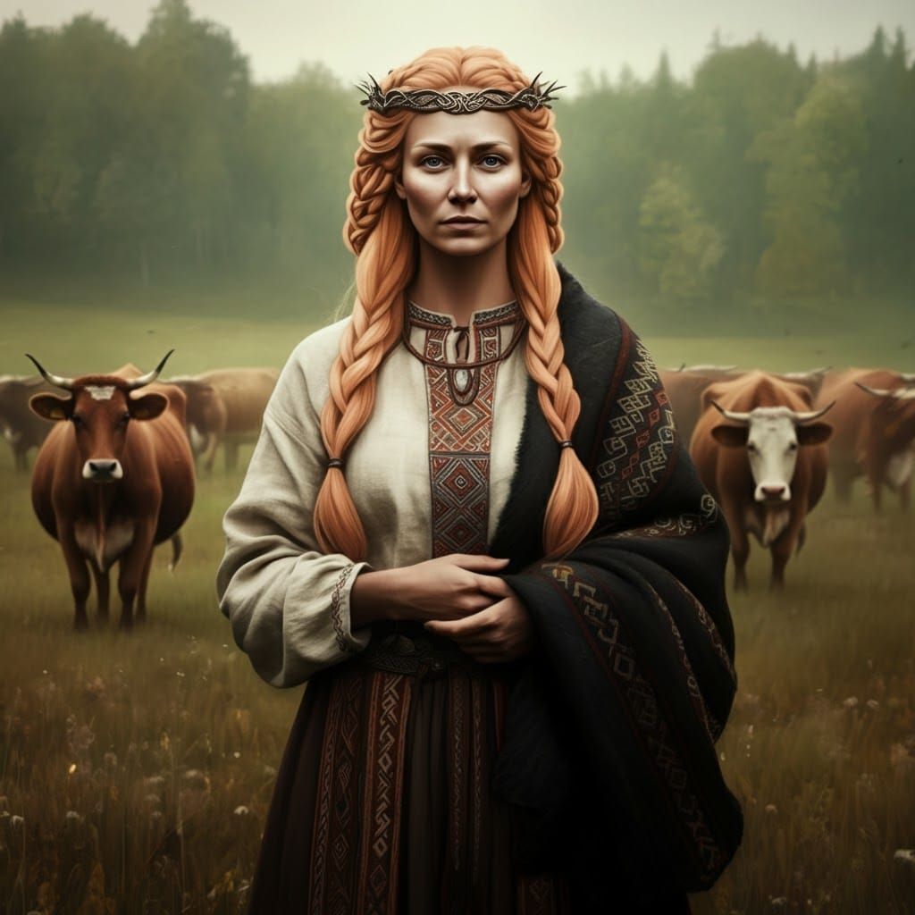 Latvian Goddess of Livestock in Digital Matte Painting