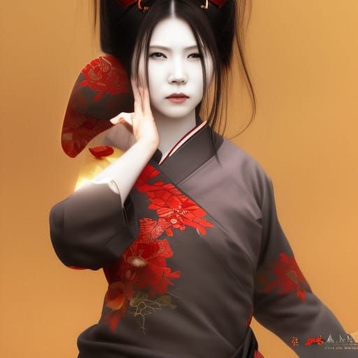 Japanese Ghost Geisha Demon: Detailed Matte Painting