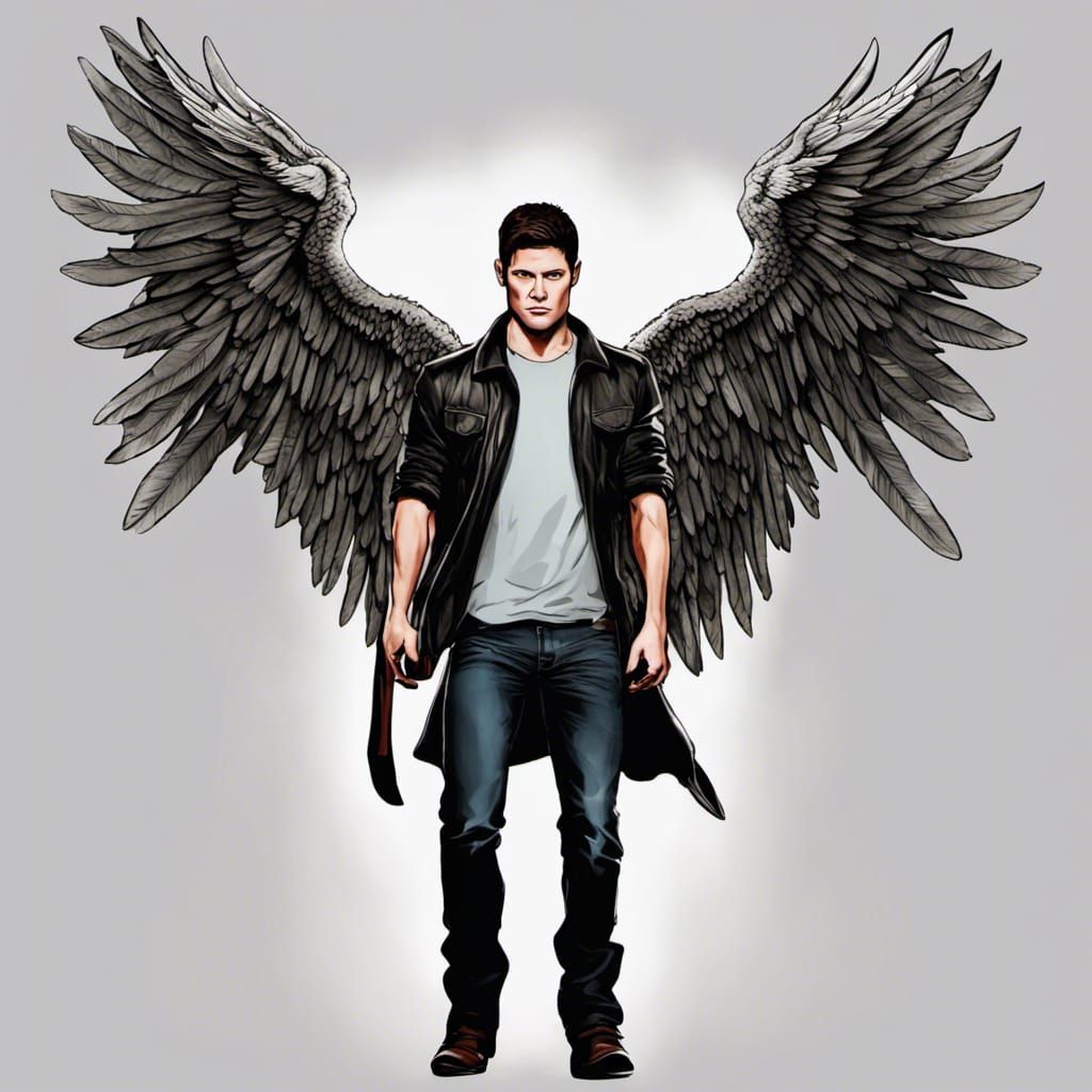 Dean Winchester Ascends: Winged Digital Art