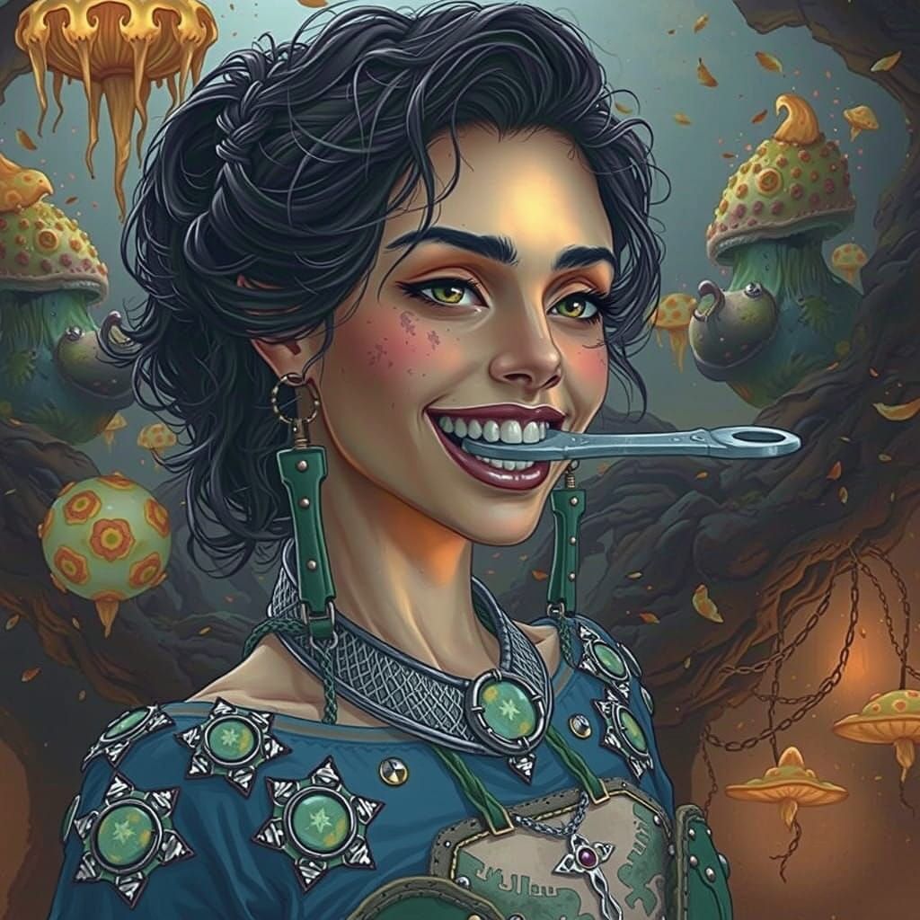 Determined Warrior Embracing Ancient Magic