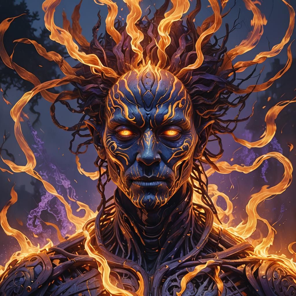 Humanoid Fire Figure Concept Art in Unreal Engine