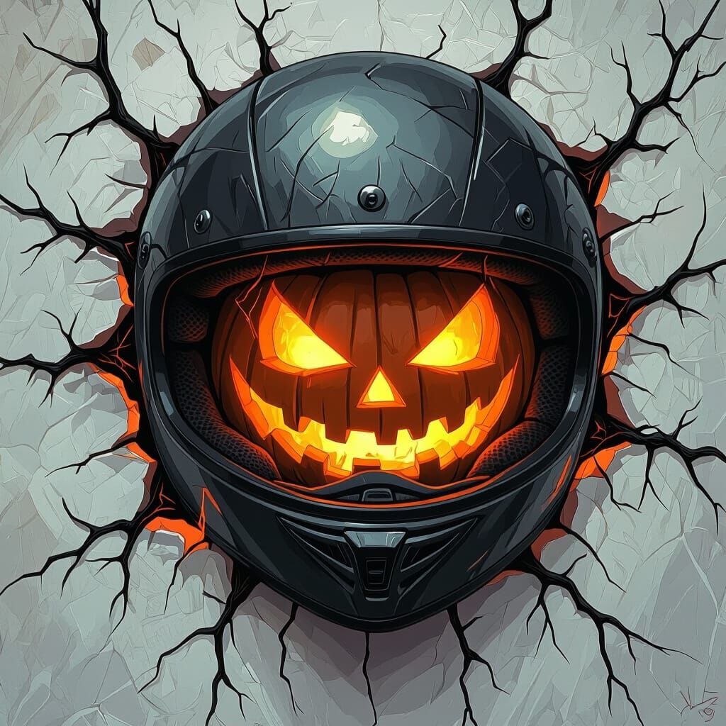 Eerie Jack O'Lantern Motorcycle Helmet Art