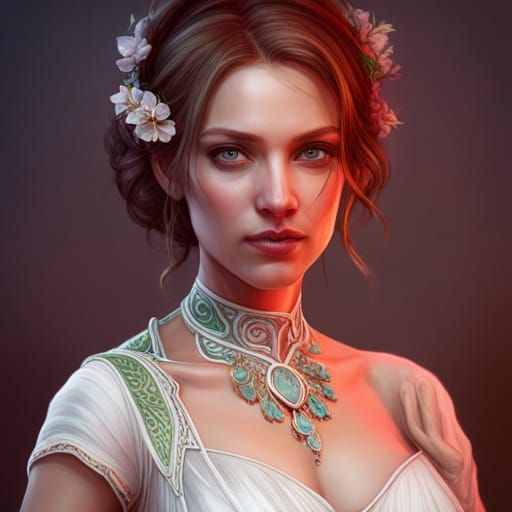 Hyperdetailed Portrait of a Bride in Art Nouveau Style