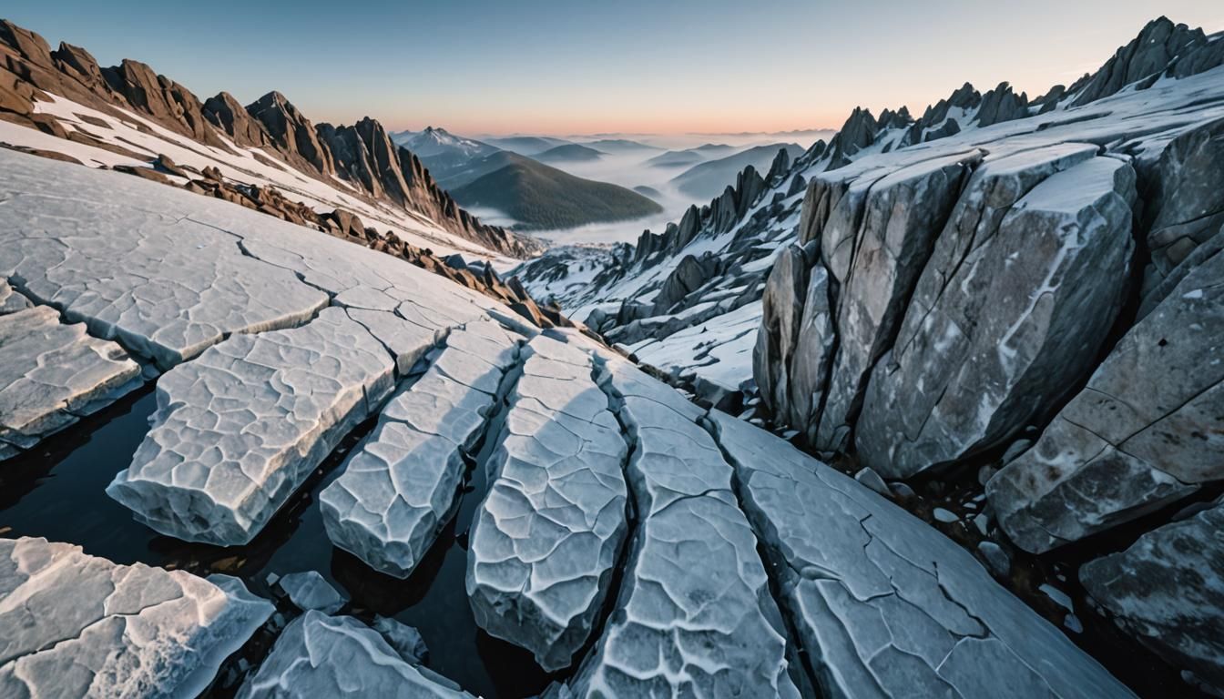 Cracked Ice Mountain in Surreal Landscape Photography