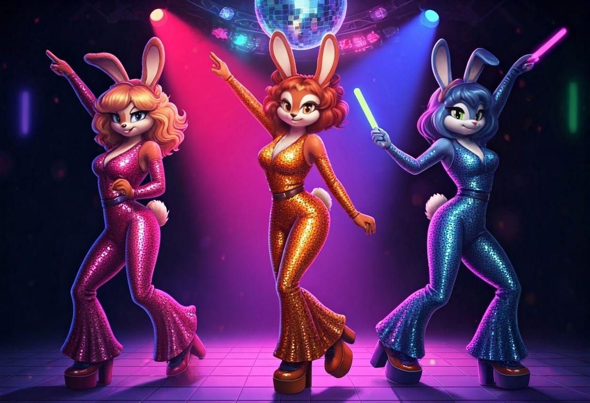 Rabbit Ladies Dancing at a Disco, Sonic Style