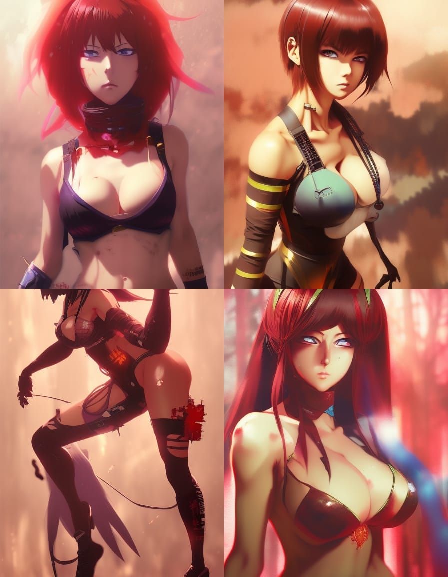 Anime Muscle Woman in Tekken Style: Detailed 3D Art