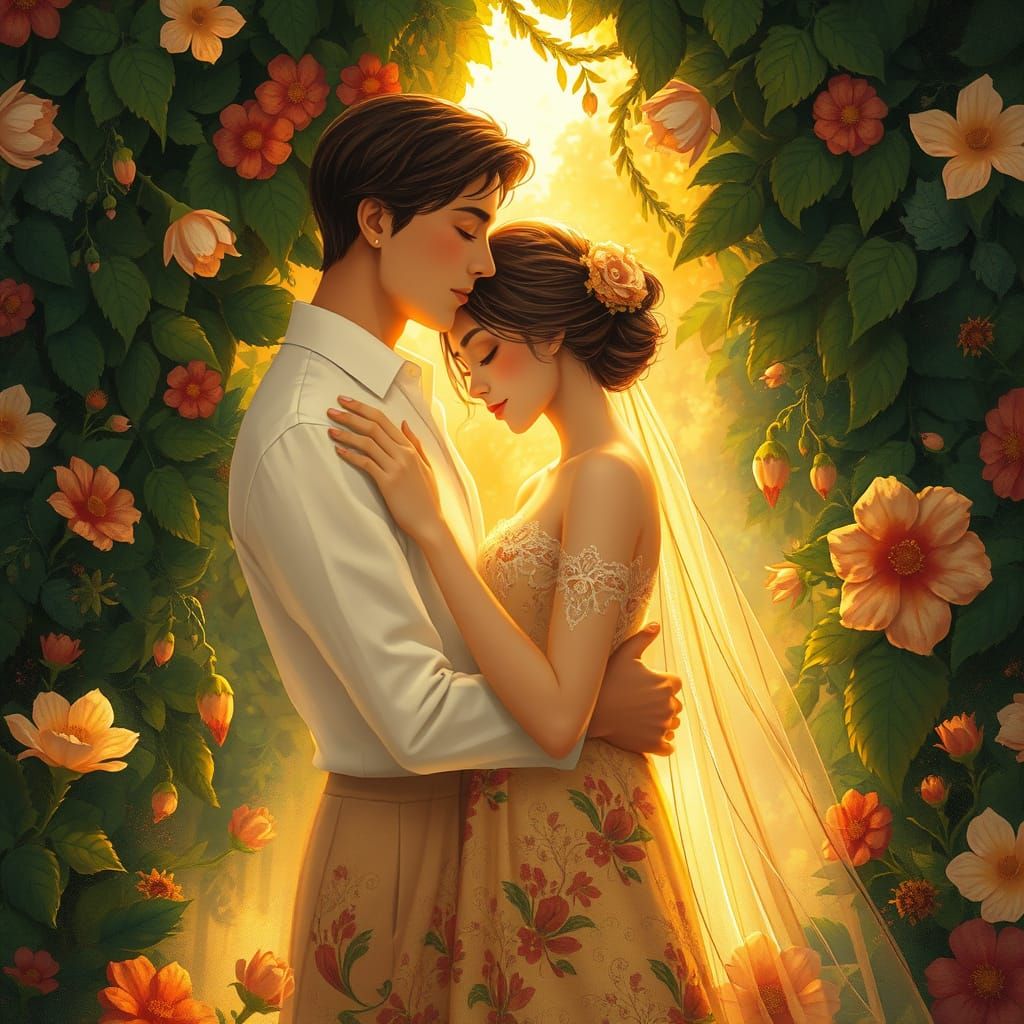 Dreamy Whimsical Couple in Golden Light