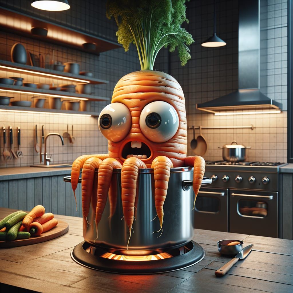 Terrified Carrot in Pot: Early Animation Style