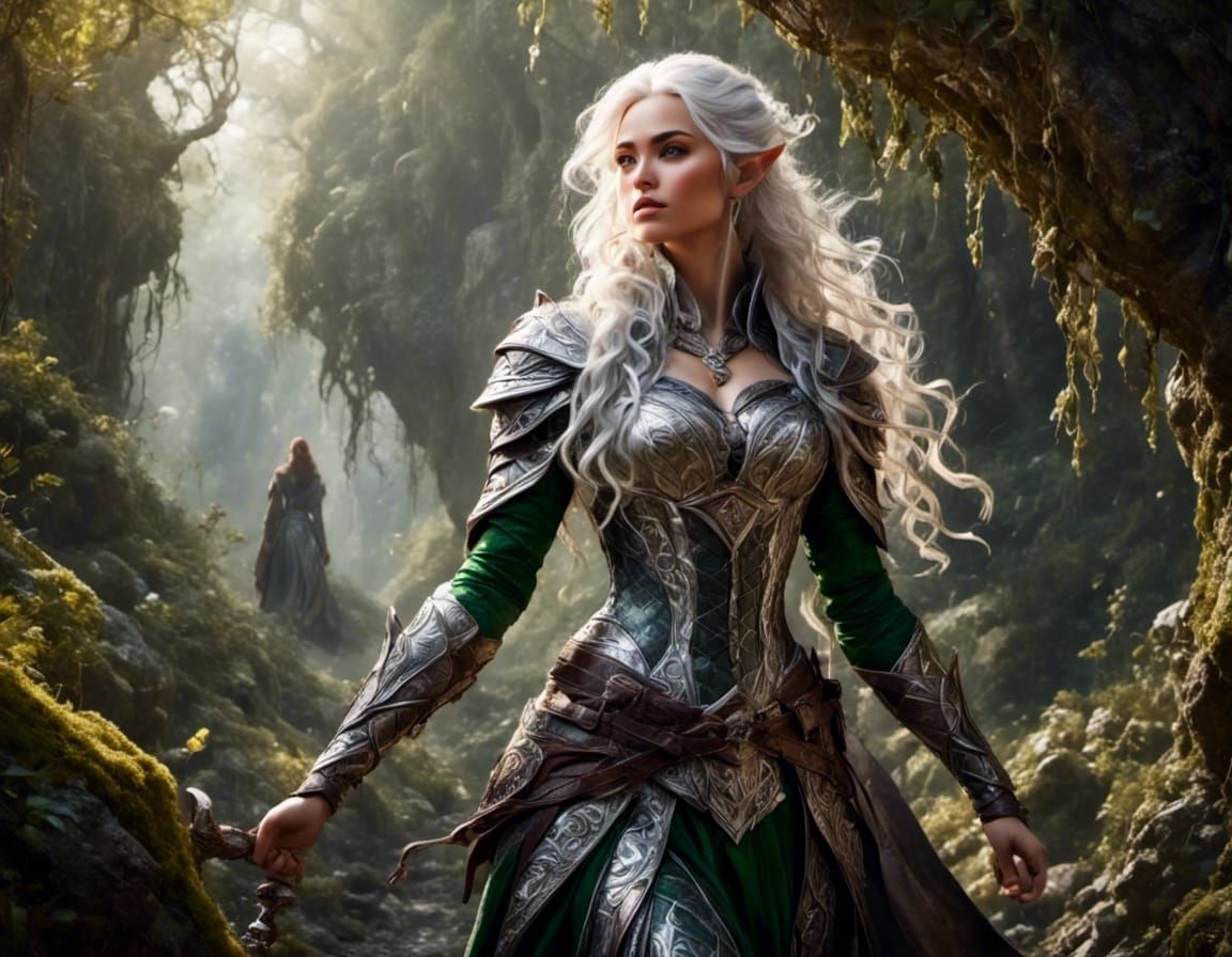 Elf Ranger Portrait in Digital Matte Painting Style