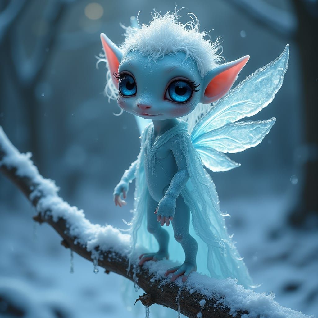 Icy Aether Elf in Winter Forest