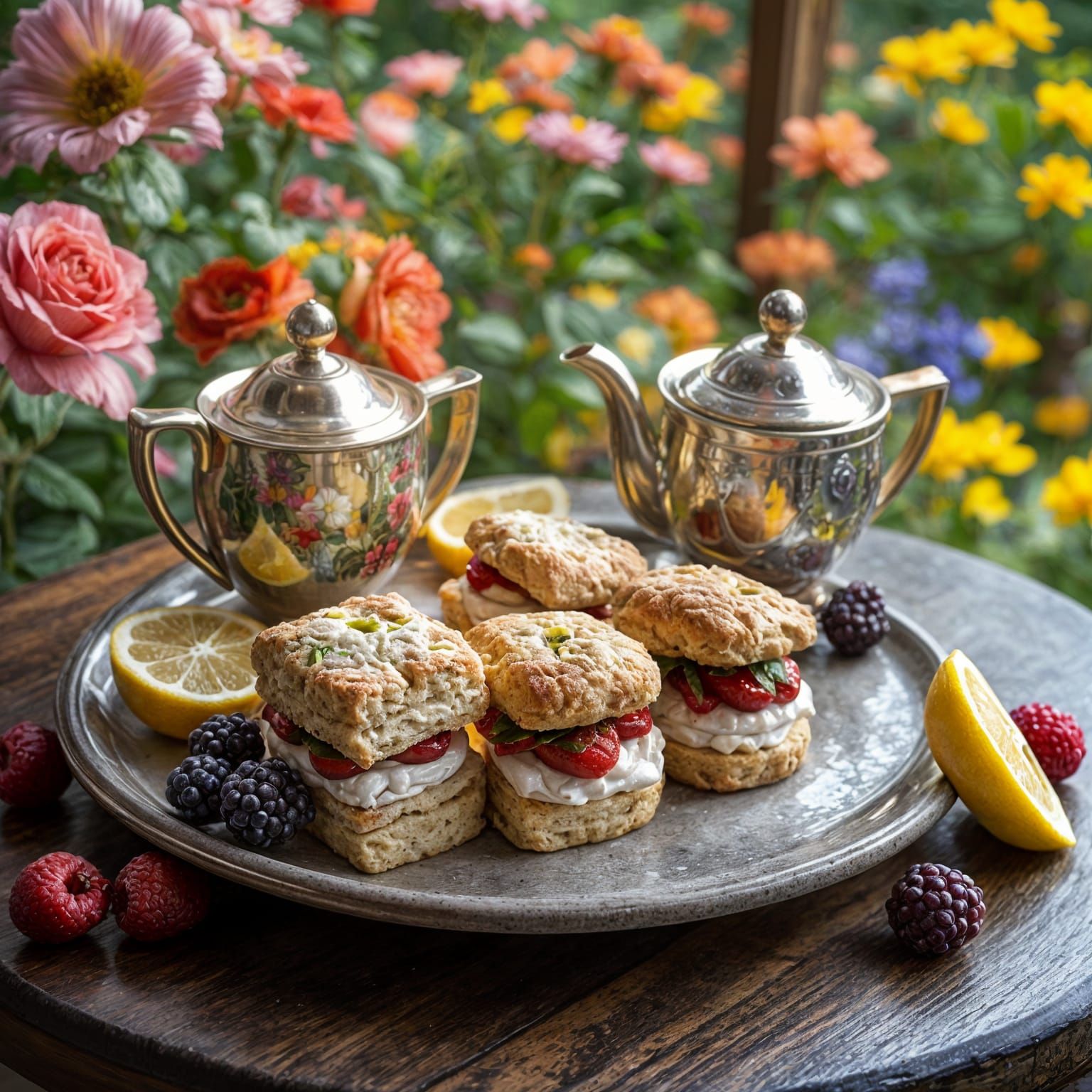 Hyperrealistic 3D Tea Party in Summer Garden