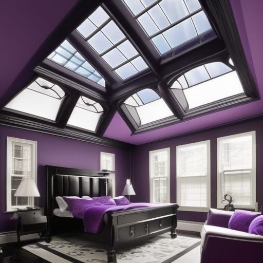 Beautiful skylight gothic bedroom black walls beautiful skyl...