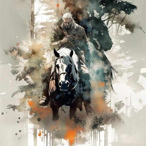 Witcher and Horse Double Exposure Art