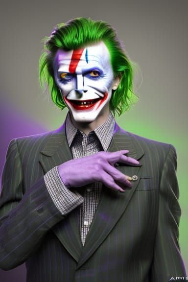 David Bowie as The Joker in Hyperrealistic Style