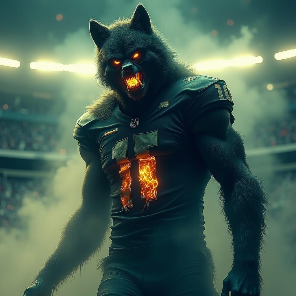 Werewolf Quarterback Transformation: Surreal Optical Illusio...