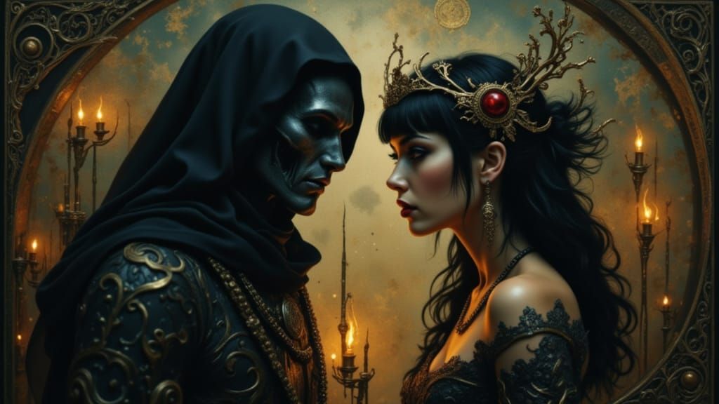 Hekate Meets Lord of Shadows in Mystical Portrait