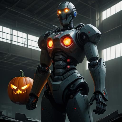 Robots Face Off in Abandoned Warehouse: Digital Art