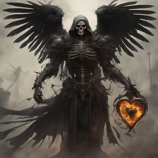Winged Skeleton Paladin with Flaming Heart