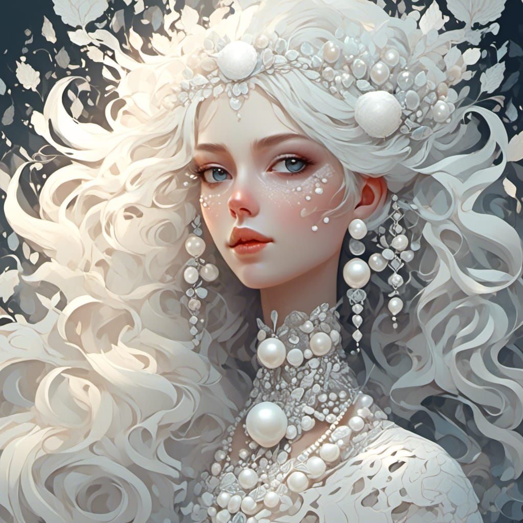 Girl with Pearls in Abstract Vector Style