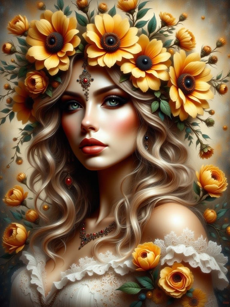 Floral Henna Tattoo Masterpiece as Airbrushed Oil Painting