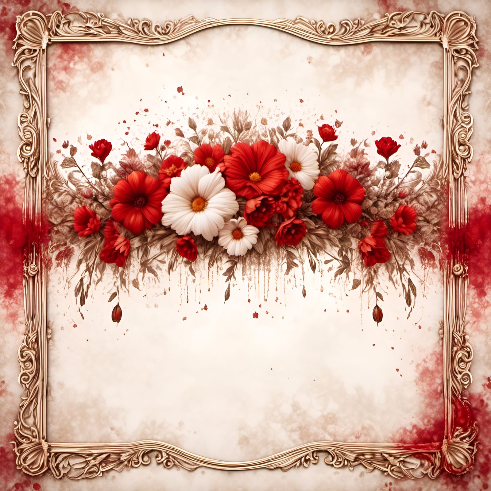 Ornate Floral Frames with Glitter Background