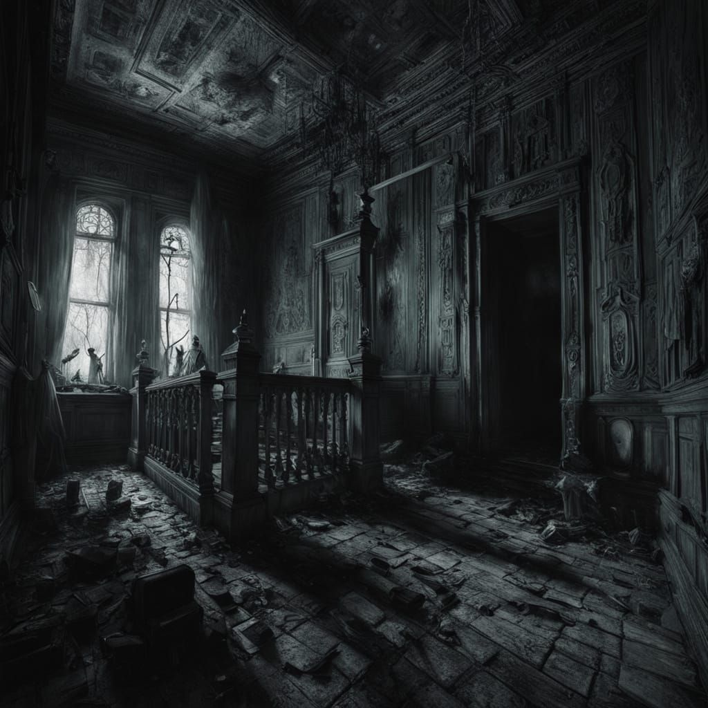 Surreal Gothic Ghosts in a Haunted Mansion