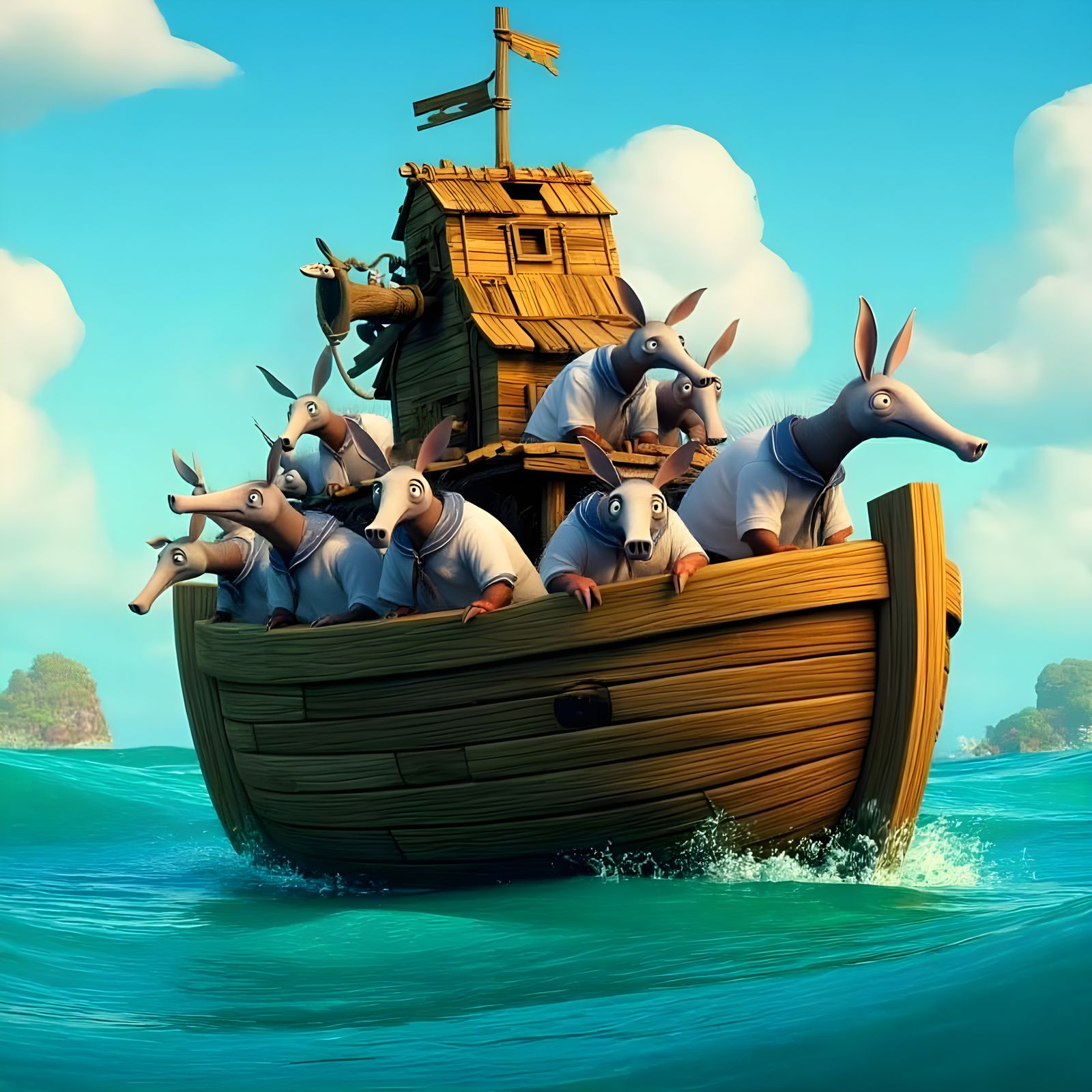 Aardvarks Adorned in Sailor Uniforms