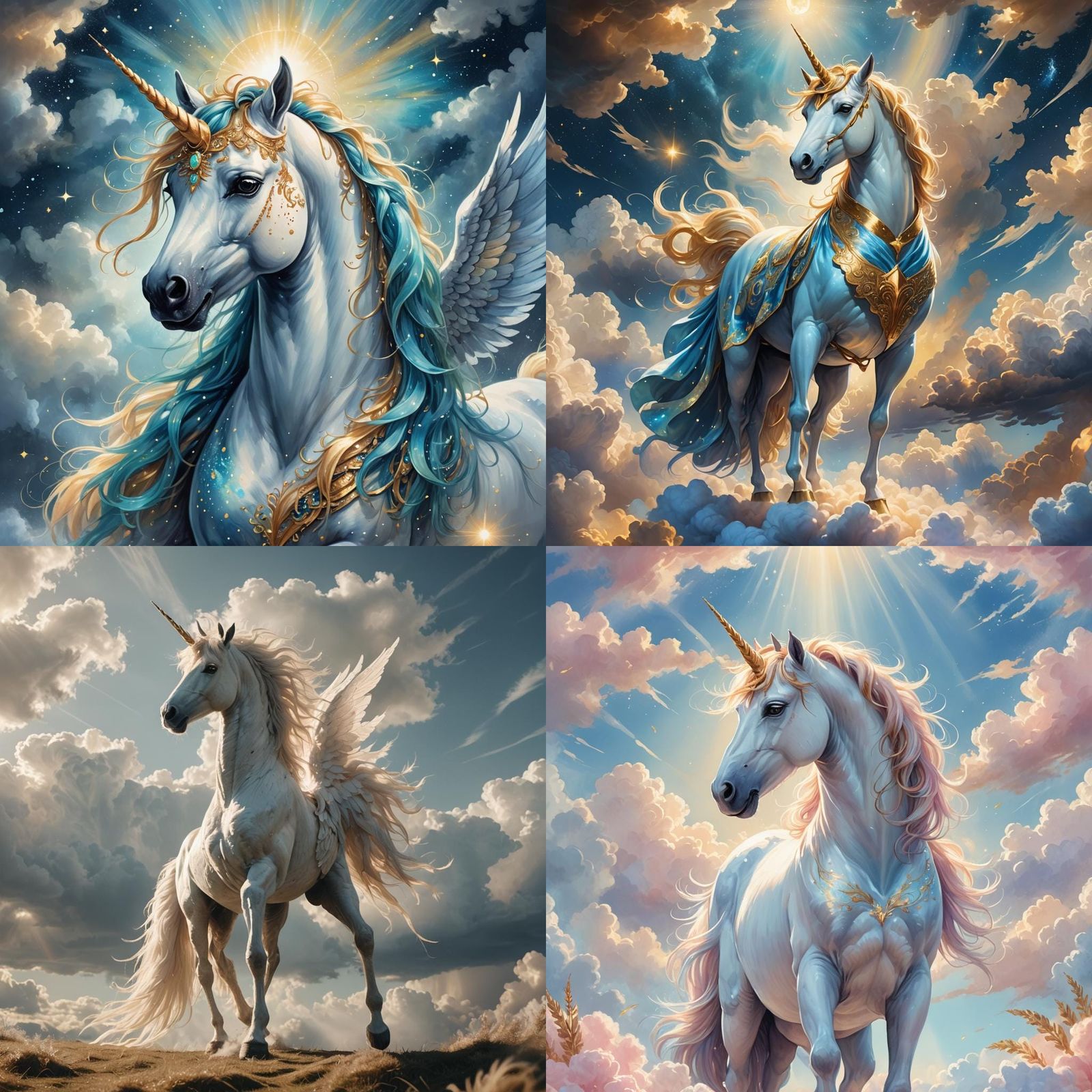 Night Sky Unicorn with Sapphire Wings