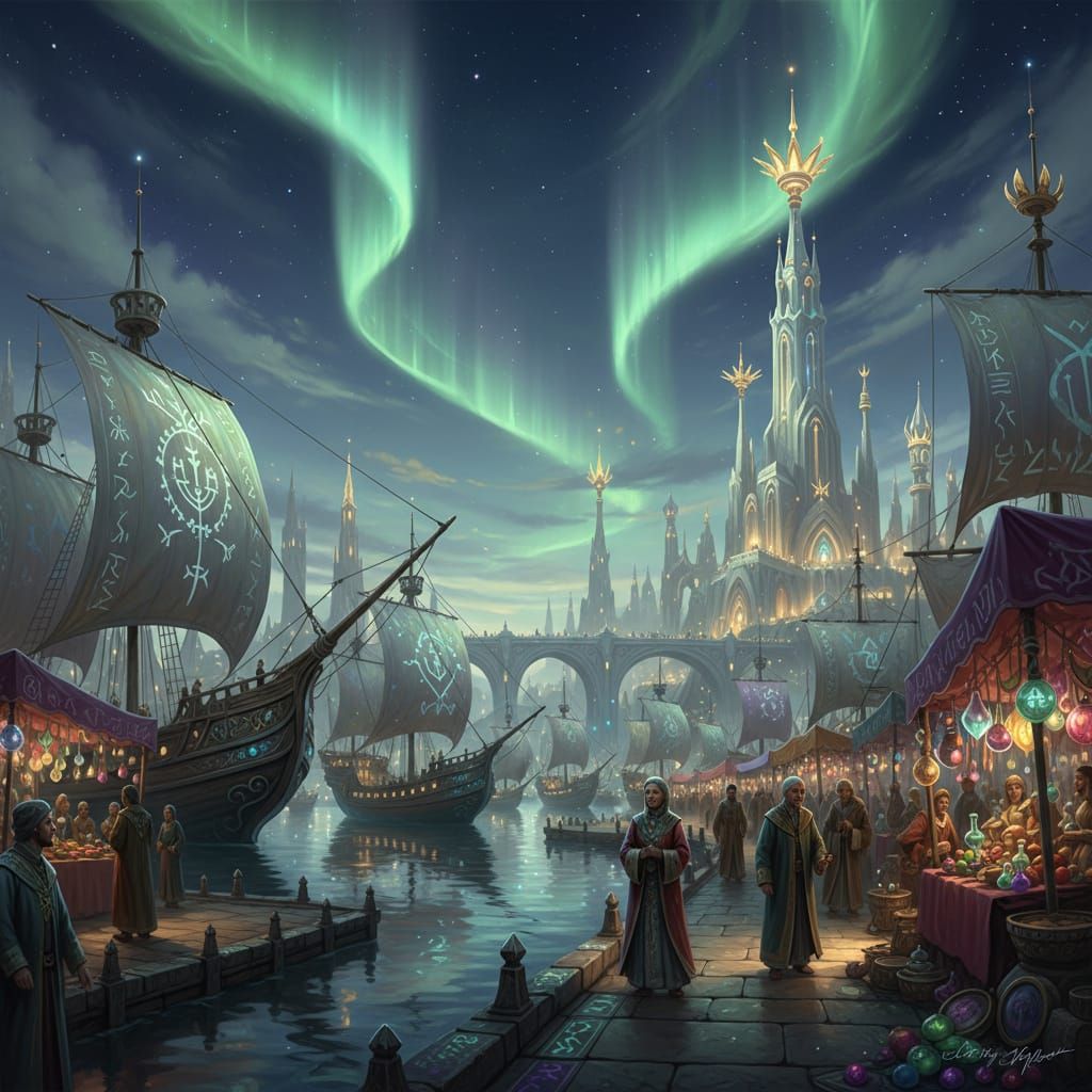 Majestic Noblebright Harbor with Enchanted Ships
