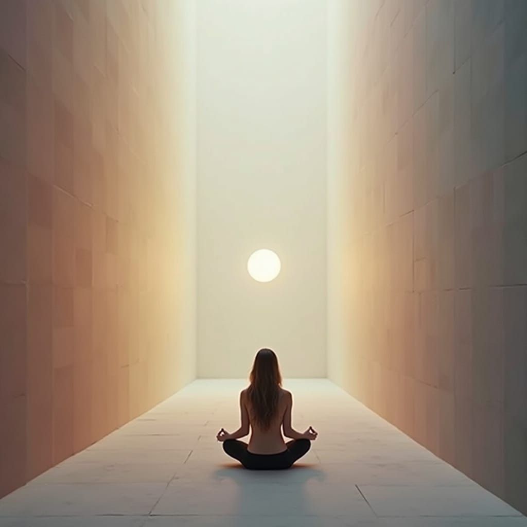 Meditative Woman in Abstract Void