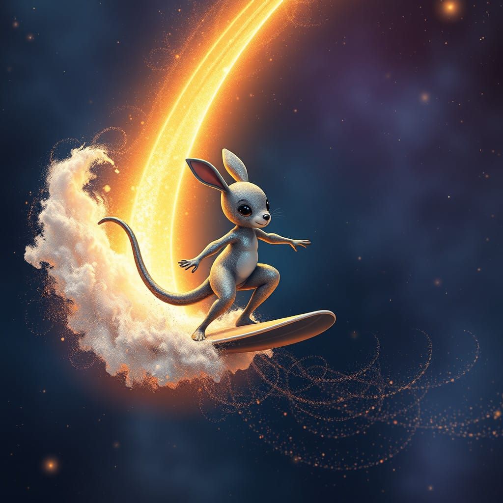 Celestial Surfer in Shimmering Silver Filigree