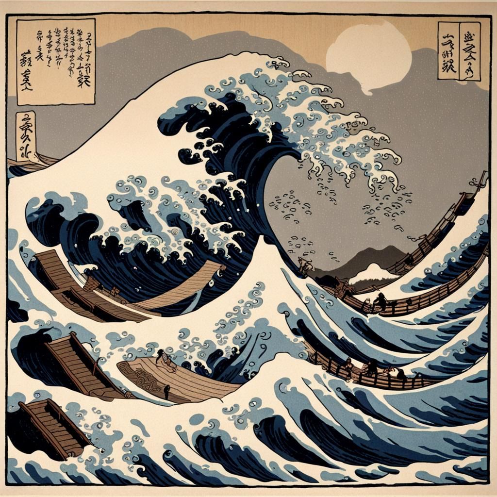 Another TSUNAMI is waited to occur just like "The Great Wave off Kanagawa" is a woodcut by Japanese ukiyo-e artist Hokus...